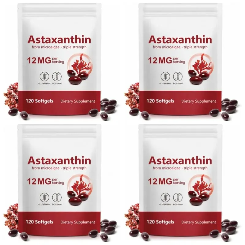 Astaxanthin softgels fra mikroalger fremmer kollagenproduktion Sojafri glutenfri ikke GMO Triple Strength 120 softgels — image 11