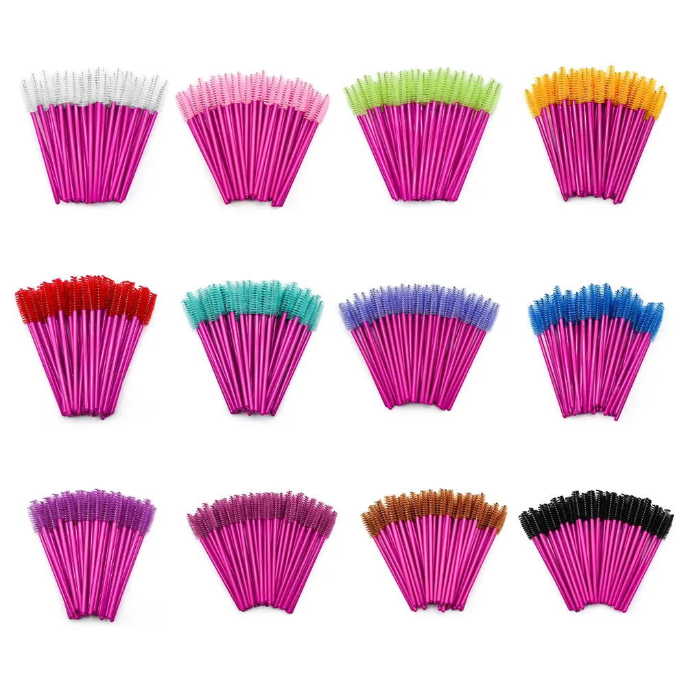50pcs Disposable Eyelash Brushes Extension Rose Red Eyebrow Brush Mascara Wand Eye Lashes Cosmetic Tool Set Makeup Beauty — image 1