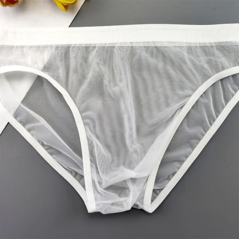 Plus Size Transparent Underwear See Through Sexy Briefs for Men with Pouch Nylon Hombre Slips Breathable Male Panties XL-4XL — image 20