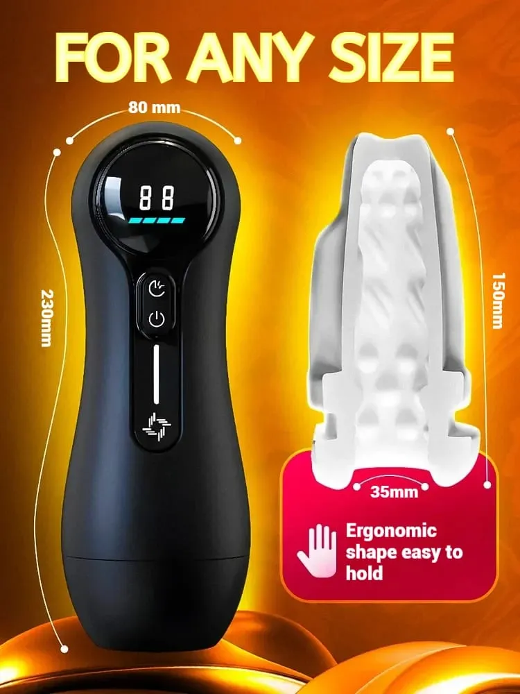 Male Masturbator Penis Pump Adult Sex Toys for 18 Men with 4 Sucking 9 Vibration Modes LED Display Pocket Pussy Realistic Vagina