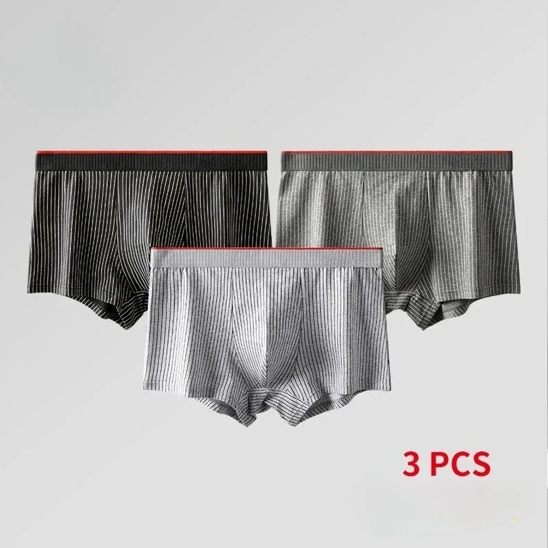 3 pezzi mutandine da uomo a righe stampate antibatteriche boxer intimo moda uomo mutande morbide e sottili sensazione di raffreddamento boxer tronchi