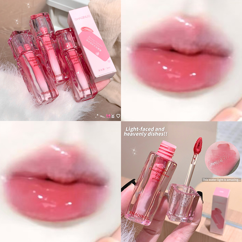 Water Gloss Lip Glaze Cermin Melembapkan Gemuk Tidak Melekat Cawan Jeli Gincu Cecair Lutsinar Tahan Lama Warna Minyak Mekap Bibir