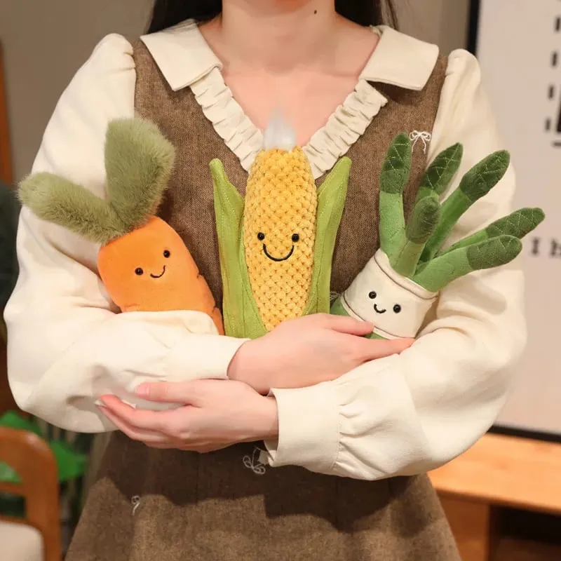 Stuffed Humanoid Vegetable Plush Pillow Smiling Corn Carrot Asparagus Doll with Legs Decor Prop Gift — image 7
