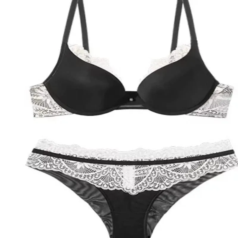 Elegant Women Lace Lingerie Set Push‑Up Bra Soft Underwire Anti Sagging Lift Comfort Lightweight Daily Wear Underwear Kit — image 4