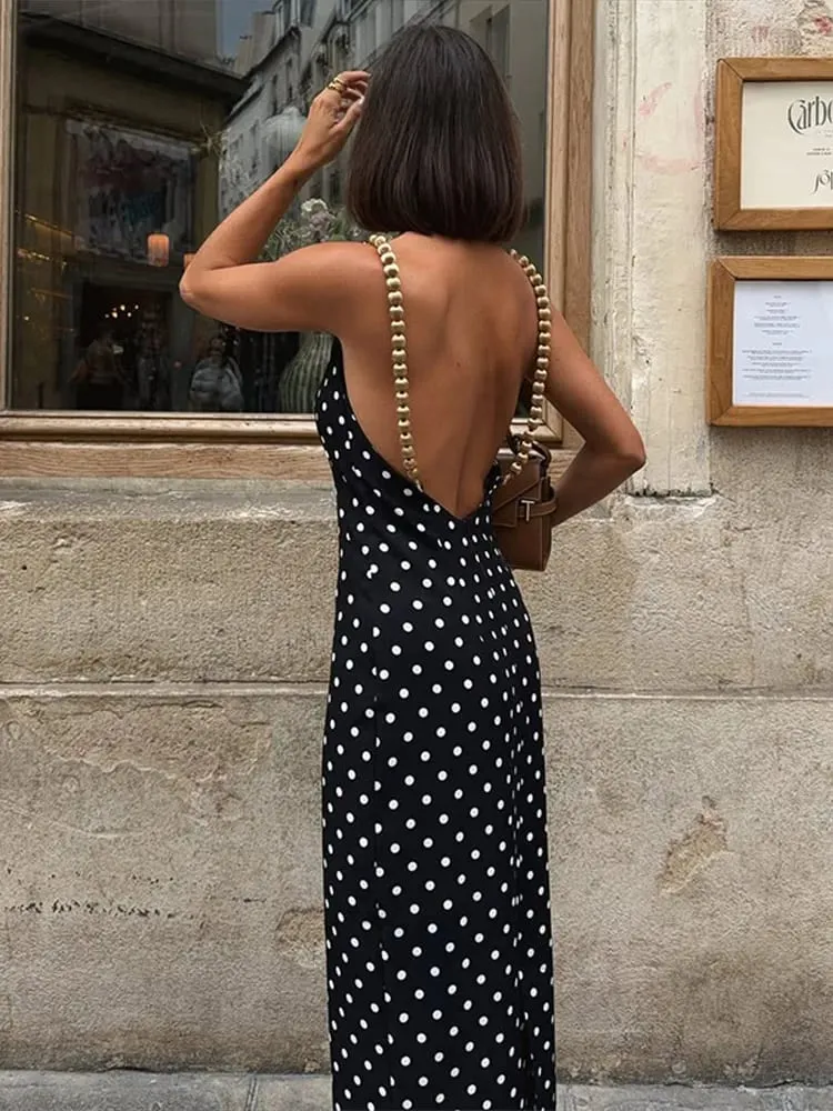 Sexy Beading Suspender Backless Dress Women Polka Dot Sleeveless Bodycon Party Dresses 2026 Summer Lady New Slim Street Robes — image 5