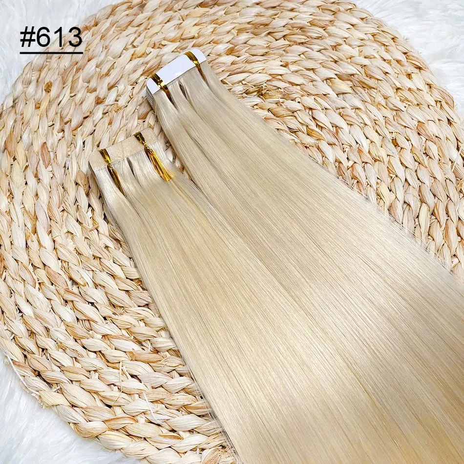 Blonde Seamless Tape in Hair Extensions Human Hair Skin Weft PU Tape on 20 PCS 18'-30' Length Easy Installation Hair Extensions — image 15
