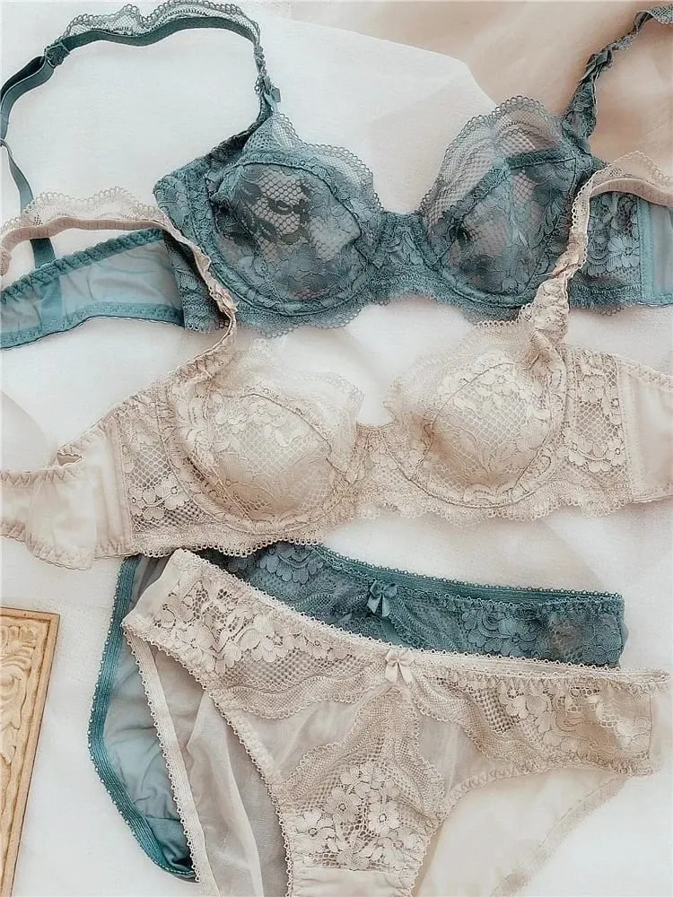 Ultra-Thin Lace Bra & Panty Set Push-Up with Light Padding Sheer Lingerie in Large Sizes — image 3