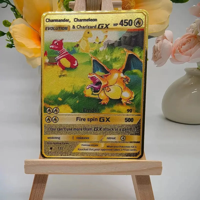 Pokemon Kartı Vmax Metal Pokémon Mektupları Pikachu Gx Mewtwo Charizard Vstar Anime Oyunları Oyuncaklar Altın Demir Oyun Kartları Çocuklar Hediyeler