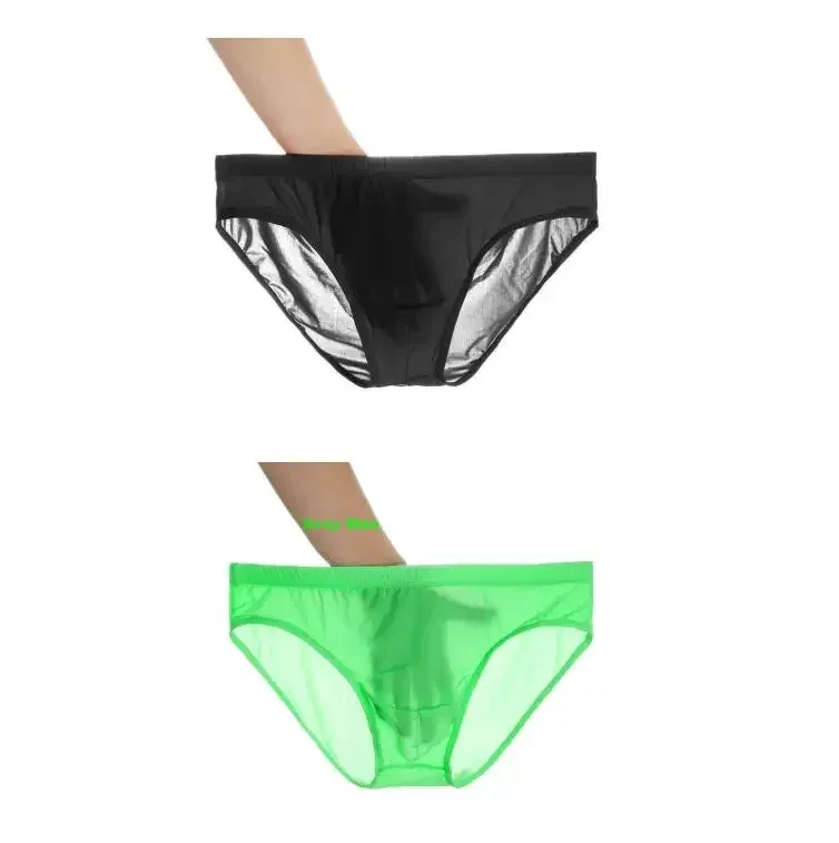 2PCS Ultra Thin Ice Silk กางเกง Plus ขนาด M-4XL สีทึบเยาวชนโปร่งแสงต่ำเอว Breathable เซ็กซี่ชายกางเกง