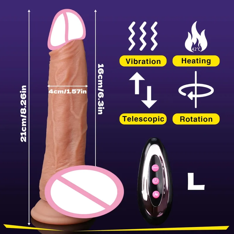 4 in 1 Thrusting Dildo Vibrator Remote Control Heating Tongue Licking Clitoris G-Spot Dick Sex Toys Vagina Adult Female Sex Shop — image 13
