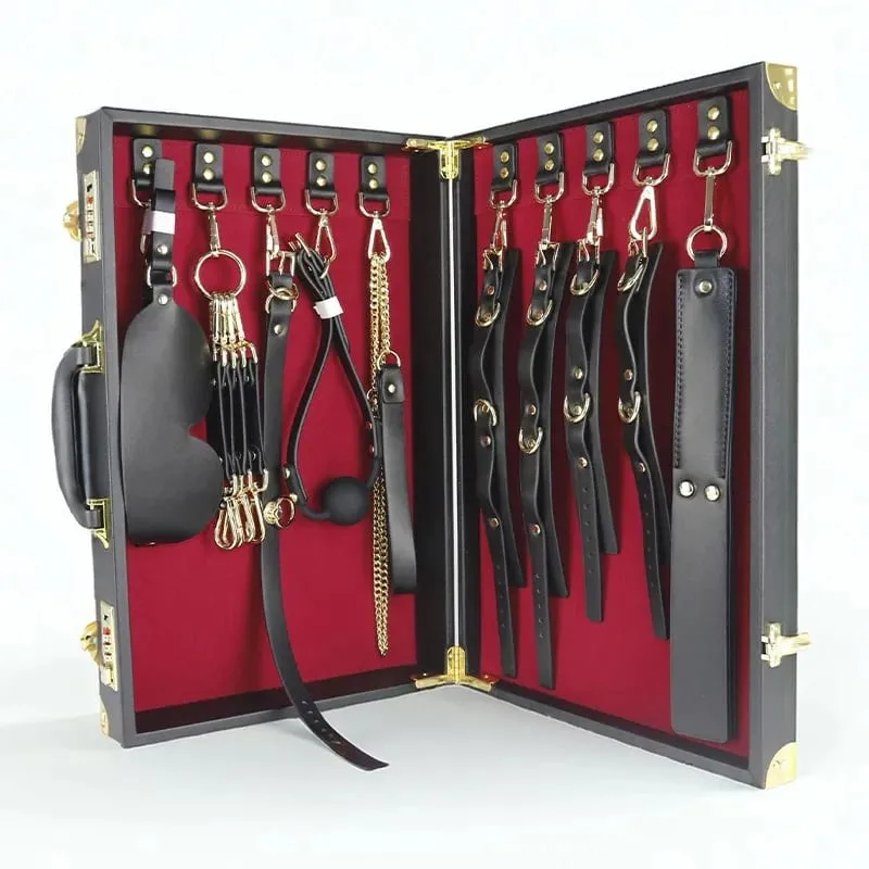Genuine leather 8-piece prop set bondage blindfold choker genuine leather couple adult sex toys SM alternative toys.Dom Sub — image 1