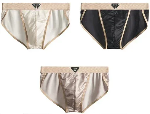 1/3PCS Men's Briefs Ice Silk Satin-like Briefs Men's Underpants Summer Breathable Quick Drying Panties Sexy U Pouch Underwear — image 26