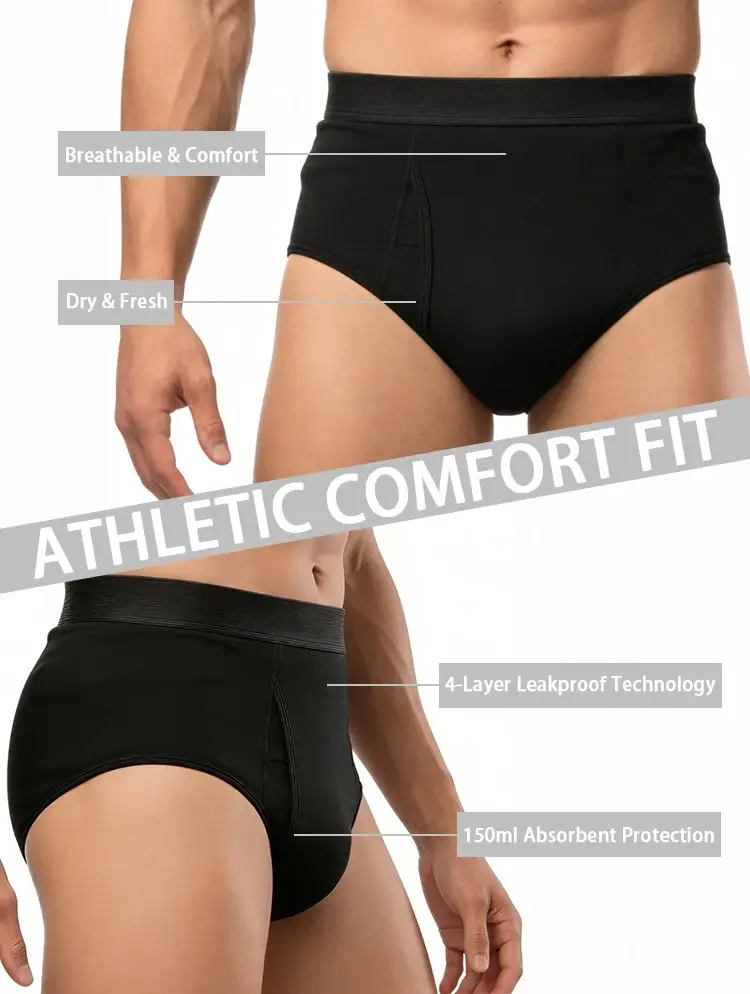 Men's Cotton Incontinence Underwear Physiological Boxer Briefs Four-Layer High Absorption and Leak-Proof Boxer Briefs for Mens — image 4