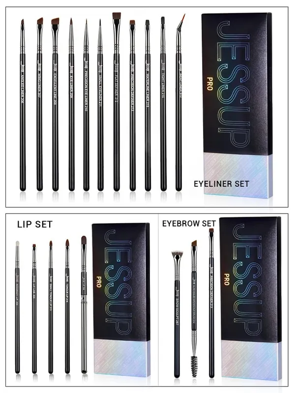 Sada štětců na obočí Jessup 3ks Pro kartáček na obočí syntetická úprava obočí/tenký plochý štětec na obočí/přesný oddělovač T326 — image 8