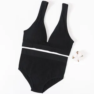 Dámská podprsenka Krátká souprava Hluboká žebrovaná podprsenka Bralette Bezešvá Bralette Sportovní Crop Top Fitness Spodní prádlo Dámské Sexy spodní prádlo Módní podprsenka