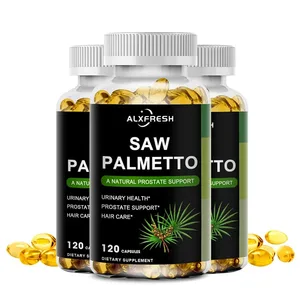 อาหารเสริมสุขภาพต่อมลูกหมาก Alxfresh สารสกัดจาก Saw Palmetto ธรรมชาติรองรับแคปซูลการเจริญเติบโตของต่อมลูกหมากและเส้นผมสำหรับผู้ชายและผู้หญิง