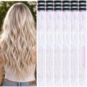 Klip Perada Rambut dalam Pek 18 Keping Aksesori Rambut Pelangi Aneh 22 Inci Kit Perada Rambut Fairy Berkilauan untuk Wanita Perempuan