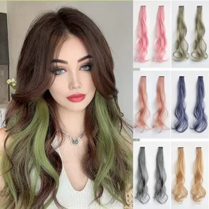 Synthetische 2 Teile/Satz 50 cm Farbige Lockige Haarverlängerungen Wasserwelle Rosa/Blau/Lila Halloween/Weihnachten Perücke