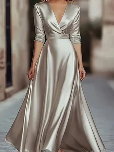 Col·lecció Primavera/Tardor: Elegància d'inspiració francesa Vestit de nit amb coll en V amb màniga llarga Vestit de nit per a banquets