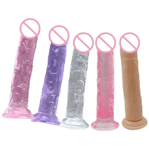 Dildoer Sexleketøy Dick Billig Myk Kvinne Vagina Klitoris Anal Masturbators Penis med sugekopp 5 farger Consolador Dildo Gode