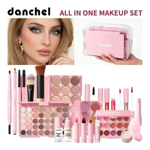 Kit Rias Wajah Semua Dalam Satu Palet Kontur Perona Pipi Lipstik Kuas Foundation Primer Lipgloss Alis Kit Rias Penuh Hadiah untuk Wanita