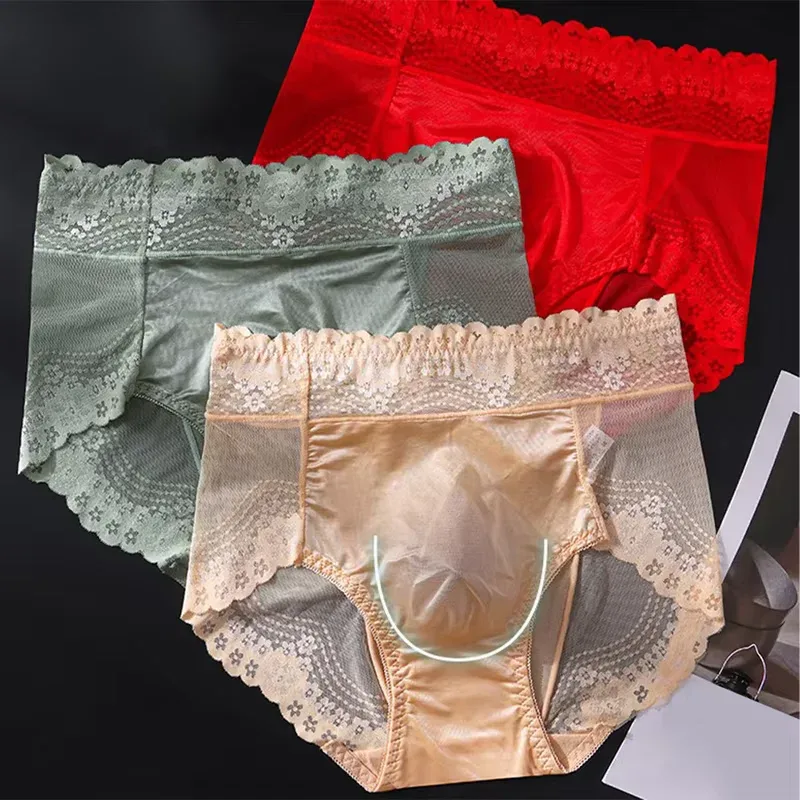 1pc Men Lace Thin Seamless Ice Silk Sexy Briefs 3d Bulge Pouch Low Waist Pantie Summer Breathable High Elastic Soft Underwear