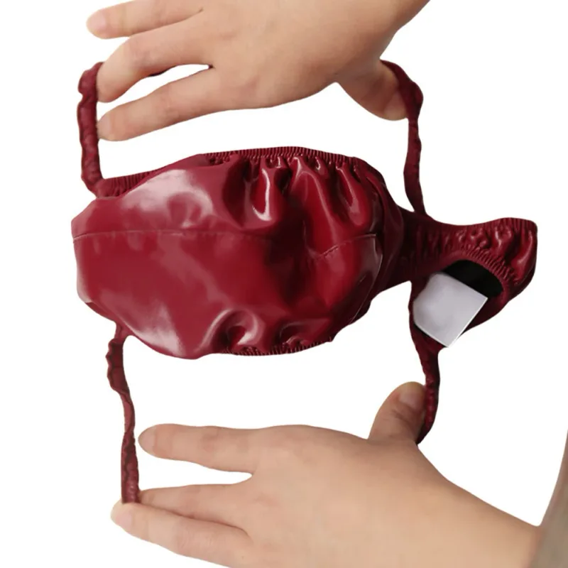 ผู้ชายเซ็กซี่ PVC เงา U กระเป๋านูนกางเกง Low-Rise G-String Latex น้ำมัน Gloosy เซ็กซี่ทอง Carapace U Bulge ชุดชั้นใน