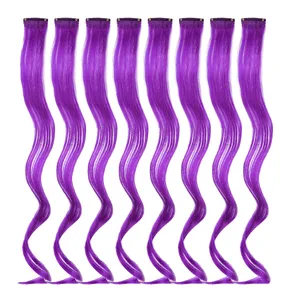20 inch, ondulat, ondulat, colorat, pentru petrecere, cu clips în posturi sintetice, pachet de 8 extensii de păr cret colorat pentru femei