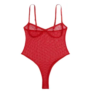 Lingerie da donna Lingerie da donna 1 pezzo Body in rete senza schienale Collo con lacci Camicia da notte velata Teddy Sous VêTement Femme Ultra Hot