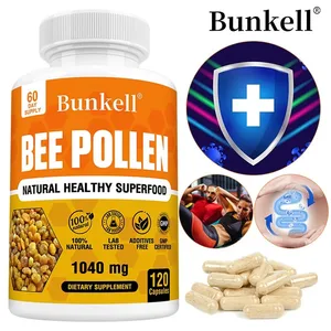Suplemen Serbuk Sari Lebah 100% Kapsul Vegetarian Serbuk Sari Lebah Mentah Alami Makanan Super Probiotik Dukungan Kekebalan Pencernaan & Energi