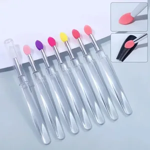 3/5/10pcs Pinzell de pintallavis de silicona suau Aplicador de barra de llavis Mànec transparent portàtil Neteja Microbrush Eina de bellesa de brillantor de llavis