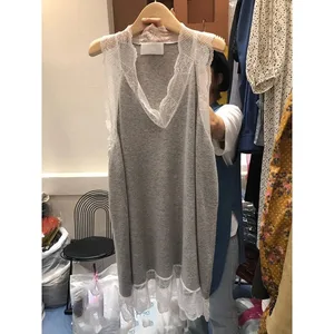 Elegant sommerkjole i plusstørrelse med trækornet ærmeløs vest stil A-line midikjole til fyldige kvinder i koreansk stil
