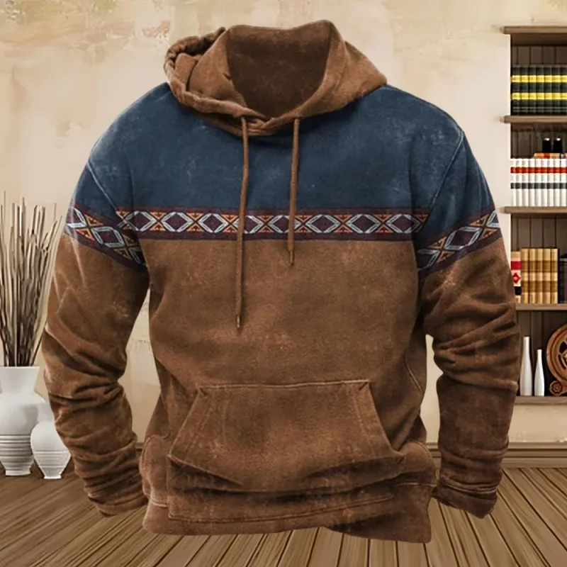 Vintage Tribal Style Print Férfi pulóverek Pulóverek Tavasz ősz Új, bő pulóver Alkalmi utcai ruházat Túlméretes férfi ruházat