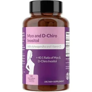 40:1 Myo-Inositol และ D-Chiro Inositol แคปซูลวิตามิน D3 Ashwagandha 120 นับอาหารเสริมเพื่อสุขภาพทุกวัน