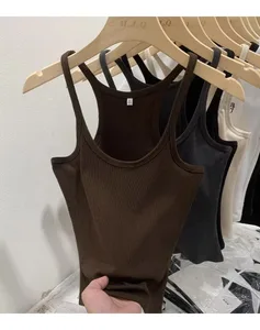 Culoare uni De bază, tricot cu nervuri, maiou femei, vară, epocă, fără mâneci, camis, anii 90, fete cool, haine de stradă, tricouri moi