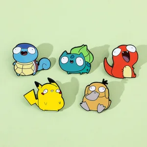 Anime Pokemon Enamel Pin Pikachu Bulbasaur Psyduck Squirtle Badge Brooch Denim Clothes bag Cute Animal kid Jewelry Gift toy
