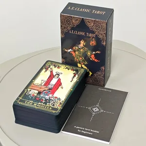 A.E. Classic Tarot 78 st Rider Waite System Tarotkort med förgyllda kanter Mörkgröna med guidebok för nybörjare 10,3*6 cm