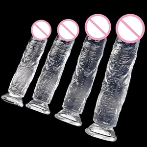 Femei ieftine Dildo mare transparent Ventuză Erotic Anal Jelly Dick Moale Clitori Masturbatoare vaginale Penis Jucărie sexuală pentru adulți 18+