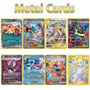 Sejt NYT Pokemon Metal Card 10000 Points Arceus Charizard Super Card English Mewtwo Lucario Greninja Lillie Anime Cards