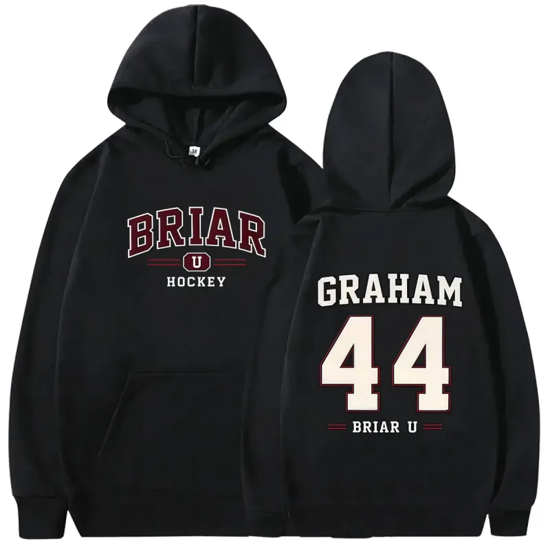 Kampüs Dışı Briar Üniversitesi Hokeyi Graham 44 Grafik Hoodie Erkek Kadın Vintage Büyük Boy Kazak Erkek Moda Kazak Kapüşonlular