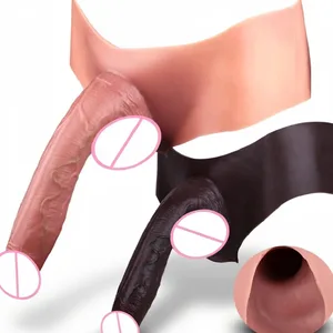 Ultra-Realistische Silikon Weichen Hohl Dildo Hosen Männlich Tragbare Penis Sleeve Sex Spielzeug насадка на член Für Männer Dick Enhance
