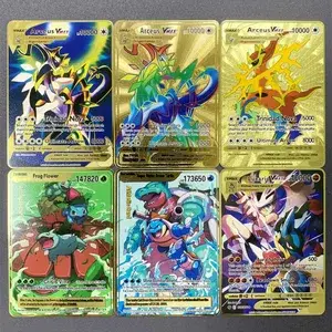 Engelske Metal Pokemon Cards DIY Arceus Mewtwo Charizard Pikachu Shiny Iron Pokémon GX Vmax EX Game Kids Collection Card Legetøjsgave
