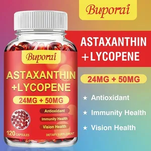 Astaxanthin + Lycopene Kapslar - Antioxidant stöder hjärtseende och prostatahälsa förbättrar immuniteten