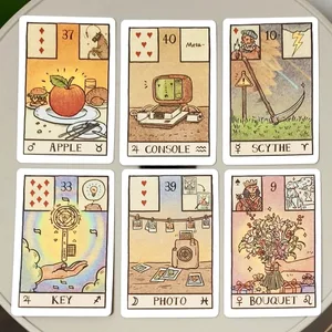 9*6 cm Akashic Eye Lenormand : ensemble de divination de 61 cartes (36 traditionnelles + 12 nouvelles + 13 en option) cartes Oracle illustrées modernes