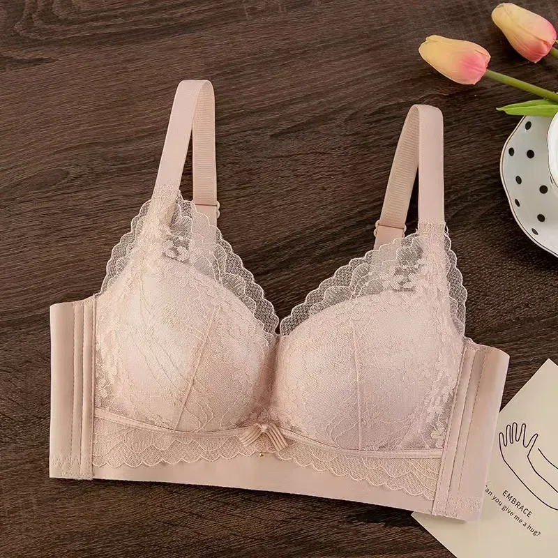 Sexy Lace Thickened Push-Up Bra for Small Breasts Anti-Sagging Adjustable Comfortable Wire-Free Lingerie