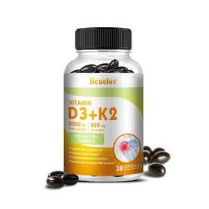 Bcuelov Vitamin D3+K2 5000 IU Vitamin D3 non-GMO formule snadno polykatelný doplněk stravy s komplexem vitaminu D a K