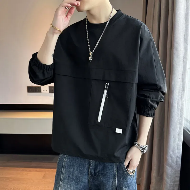 Ležérní Pánské lehké a prodyšné pulovry Jaro Léto Nylonové natahovací mikiny Streetwear Jednobarevné mikiny Oblečení