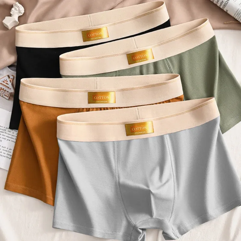 3Pcs Soft Cotton Men's Boxers Hombre Panties Man Breathable Underpants Sexy Sports Comfort Large Size L-4XL Male Boxers