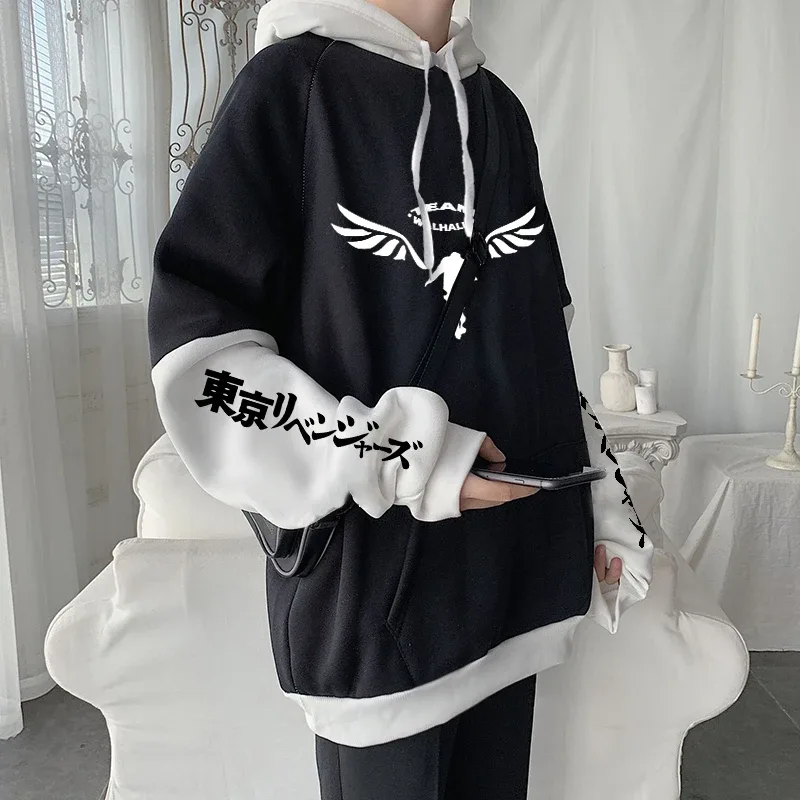 Hot Tokyo Manji Gang Manga Tokyo Revengers Japanese Anime Women Sweatshirt Winter Goth Aesthetics Clothes Fake Two Piece Hoodies