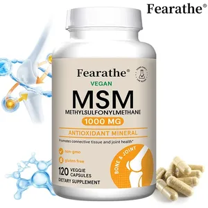 Fearathe Methylsulfonylmethane (MSM) สารต้านอนุมูลอิสระ 1,000 มก. ส่งเสริมสุขภาพข้อต่อ การดูดซึมแคลเซียมที่สมดุล ไม่ใช่จีเอ็มโอ ปราศจากกลูเตน